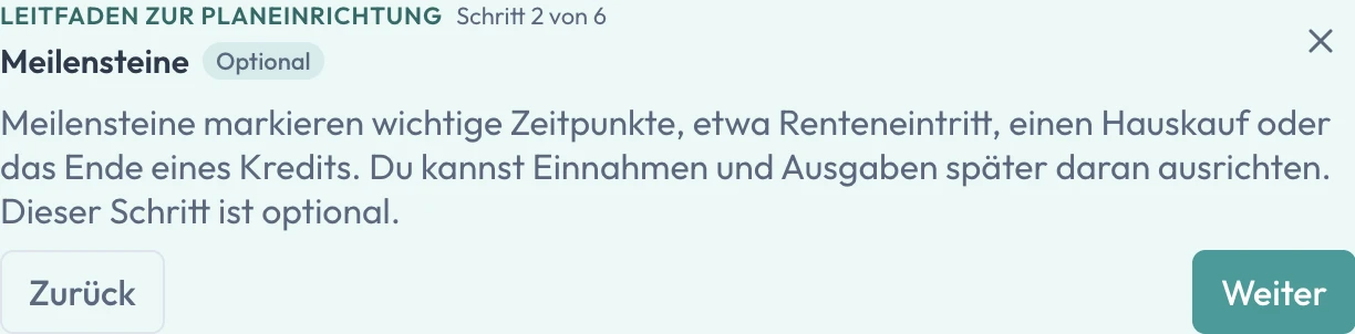 Leitfaden zur Planeinrichtung, Schritt 2 von 6: Meilensteine
